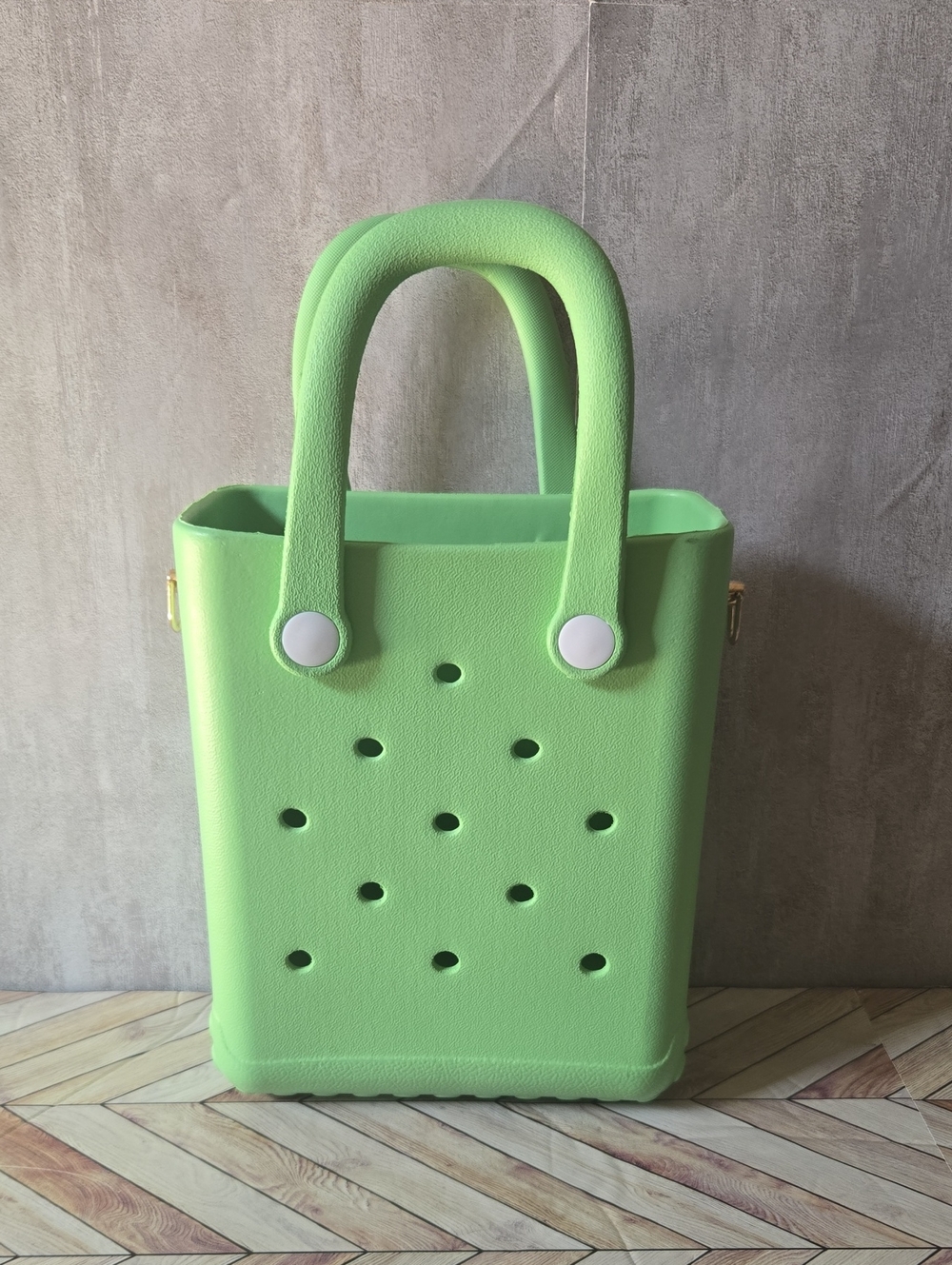 Lime Green Rubber EVA Mini Tote Bag With Handle Waterproof Beach Pool Travel Bag